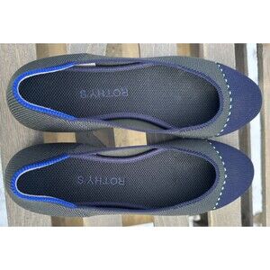 Rothy's Womens The Square Highland Cap Toe Knit Ballet Flats Size 7 Navy Grey